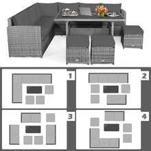 Load image into Gallery viewer, Gymax 7PCS Rattan Patio Sectional Sofa Set Conversation Set w/ Grey Cushions
