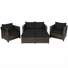 Load image into Gallery viewer, Gymax 5PCS Outdoor Patio Rattan Conversation Sofa Furniture Set w/ Black Cushions