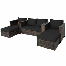 Load image into Gallery viewer, Gymax 5PCS Outdoor Patio Rattan Conversation Sofa Furniture Set w/ Black Cushions