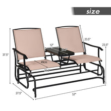 Load image into Gallery viewer, Gymax Patio 2-Person Glider Rocking Char Loveseat Garden w/ Tempered Glass Table Brown