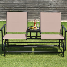 Load image into Gallery viewer, Gymax Patio 2-Person Glider Rocking Char Loveseat Garden w/ Tempered Glass Table Brown