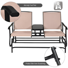 Load image into Gallery viewer, Gymax Patio 2-Person Glider Rocking Char Loveseat Garden w/ Tempered Glass Table Brown