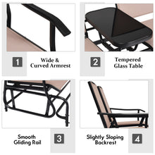 Load image into Gallery viewer, Gymax Patio 2-Person Glider Rocking Char Loveseat Garden w/ Tempered Glass Table Brown