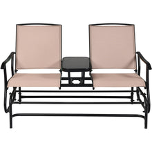 Load image into Gallery viewer, Gymax Patio 2-Person Glider Rocking Char Loveseat Garden w/ Tempered Glass Table Brown