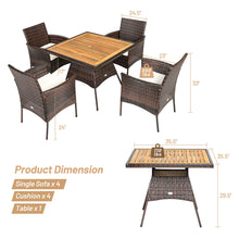 Load image into Gallery viewer, Gymax 5PCS Patio Dining Table & Chair Set Outdoor Furniture Set w/ 4 Seat Cushions