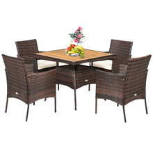 Load image into Gallery viewer, Gymax 5PCS Patio Dining Table & Chair Set Outdoor Furniture Set w/ 4 Seat Cushions