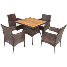 Load image into Gallery viewer, Gymax 5PCS Patio Dining Table & Chair Set Outdoor Furniture Set w/ 4 Seat Cushions