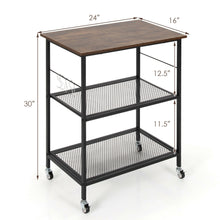 Load image into Gallery viewer, Gymax 3-Tier Kitchen Serving Cart Utility Standing Microwave Rack w/ Hooks