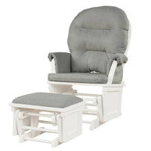 Load image into Gallery viewer, Gymax Wood Glider & Ottoman Cushion Set Baby Nursery Rocking Chair Light Grey