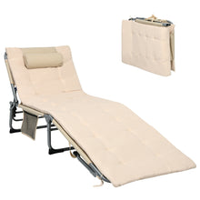 Load image into Gallery viewer, Gymax 4-Fold Oversize Padded Folding Chaise Lounge Chair Reclining Chair Black