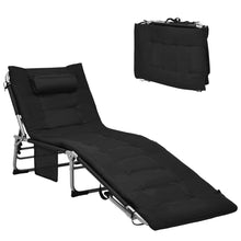 Load image into Gallery viewer, Gymax 4-Fold Oversize Padded Folding Chaise Lounge Chair Reclining Chair Black