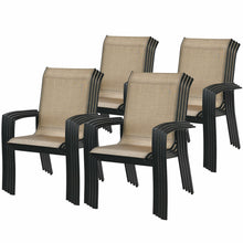 Load image into Gallery viewer, Gymax Outdoor Stackable Dining Chair Patio Armchair w/ Breathable Fabric