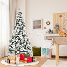 Load image into Gallery viewer, Gymax 5/6/7/8 FT Artificial Snow Flocked Christmas Tree Hinged Xmas Tree w/ Metal Stand