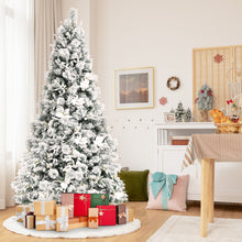Load image into Gallery viewer, Gymax 5/6/7/8 FT Artificial Snow Flocked Christmas Tree Hinged Xmas Tree w/ Metal Stand