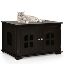 Load image into Gallery viewer, Gymax Large Wooden Cat Litter Box Enclosure Hidden Cat Washroom w/ Divider