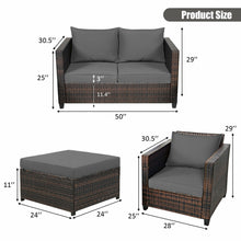 Load image into Gallery viewer, Gymax 5PCS Outdoor Patio Rattan Conversation Sofa Furniture Set w/ Grey Cushions