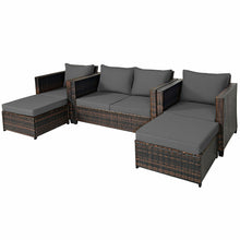 Load image into Gallery viewer, Gymax 5PCS Outdoor Patio Rattan Conversation Sofa Furniture Set w/ Grey Cushions