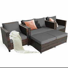 Load image into Gallery viewer, Gymax 5PCS Outdoor Patio Rattan Conversation Sofa Furniture Set w/ Grey Cushions
