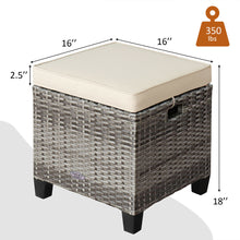 Load image into Gallery viewer, Gymax Set of 2 Rattan Patio Ottoman Footrest Wicker Footstool w/ Beige Cushions