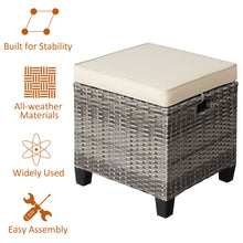 Load image into Gallery viewer, Gymax Set of 2 Rattan Patio Ottoman Footrest Wicker Footstool w/ Beige Cushions