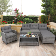 Load image into Gallery viewer, Gymax 4PCS Rattan Patio Conversation Furniture Set Outdoor Sectional Sofa Set