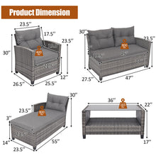 Load image into Gallery viewer, Gymax 4PCS Rattan Patio Conversation Furniture Set Outdoor Sectional Sofa Set