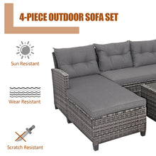 Load image into Gallery viewer, Gymax 4PCS Rattan Patio Conversation Furniture Set Outdoor Sectional Sofa Set