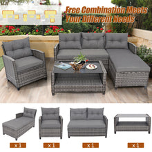 Load image into Gallery viewer, Gymax 4PCS Rattan Patio Conversation Furniture Set Outdoor Sectional Sofa Set