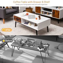 Load image into Gallery viewer, Gymax Modern Coffee Table Wood Sofa Table w/ Open Storage Shelf & Drawer for Living Room