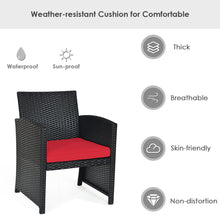 Load image into Gallery viewer, Gymax 4PCS Rattan Outdoor Conversation Set Patio Furniture Set w Red Cushions