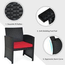 Load image into Gallery viewer, Gymax 4PCS Rattan Outdoor Conversation Set Patio Furniture Set w Red Cushions