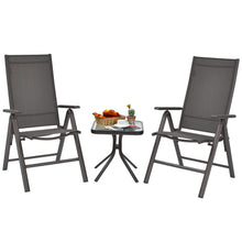 Load image into Gallery viewer, Gymax 3PCS Patio Bistro Conversation Set w Folding Chairs & Square Table