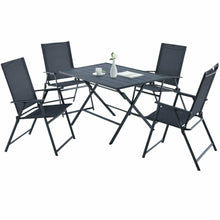 Load image into Gallery viewer, Gymax 5PCS Patio Folding Table & Chairs Set Outdoor Dining Set w Umbrella Hole