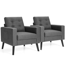 Load image into Gallery viewer, Gymax Set of 2 Upholstered Accent Chair Single Sofa Armchair w/ Wooden Legs