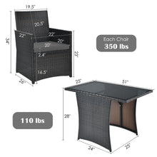 Load image into Gallery viewer, Gymax 3PCS Patio Wicker Bistro Set PE Rattan Dining Table Set w Grey Cushions