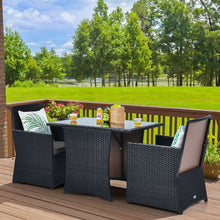 Load image into Gallery viewer, Gymax 3PCS Patio Wicker Bistro Set PE Rattan Dining Table Set w Grey Cushions