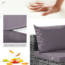 Load image into Gallery viewer, Gymax 7PCS PE Rattan Patio Sectional Sofa Conversation Set w Grey Cushions