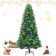 Load image into Gallery viewer, Gymax 6/7/8 FT Pre-lit Artificial Christmas Tree Hinged Xmas Tree w/ 9 Lighting Modes