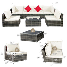 Load image into Gallery viewer, Gymax 7PCS PE Rattan Patio Sectional Sofa Conversation Set w White Cushions