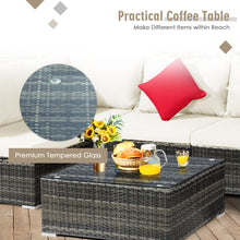 Load image into Gallery viewer, Gymax 7PCS PE Rattan Patio Sectional Sofa Conversation Set w White Cushions