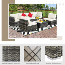 Load image into Gallery viewer, Gymax 7PCS PE Rattan Patio Sectional Sofa Conversation Set w White Cushions