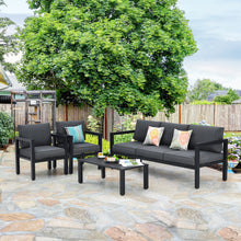 Load image into Gallery viewer, Gymax 4PCS Patio Conversation Furniture Set Outdoor Cushioned Sectional Sofa Set