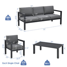 Load image into Gallery viewer, Gymax 4PCS Patio Conversation Furniture Set Outdoor Cushioned Sectional Sofa Set