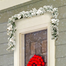 Load image into Gallery viewer, Gymax 9 FT Pre-Lit Artificial Flocked Christmas Garland w 50 LED Lights & Timer