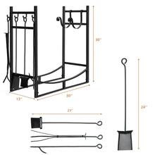 Load image into Gallery viewer, Gymax 30'' Firewood Rack W4 Tool Set Kindling Holders for Indoor & Outdoor