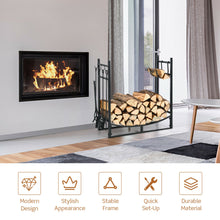 Load image into Gallery viewer, Gymax 30'' Firewood Rack W4 Tool Set Kindling Holders for Indoor & Outdoor