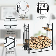 Load image into Gallery viewer, Gymax 30'' Firewood Rack W4 Tool Set Kindling Holders for Indoor & Outdoor