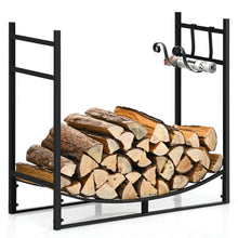 Load image into Gallery viewer, Gymax 33'' Firewood Rack W Removable Kindling Holder Steel Fireplace Wood