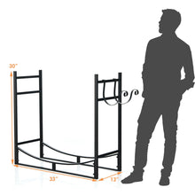 Load image into Gallery viewer, Gymax 33'' Firewood Rack W Removable Kindling Holder Steel Fireplace Wood
