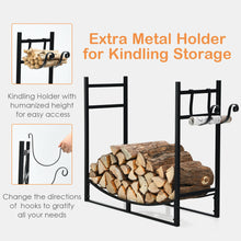 Load image into Gallery viewer, Gymax 33'' Firewood Rack W Removable Kindling Holder Steel Fireplace Wood